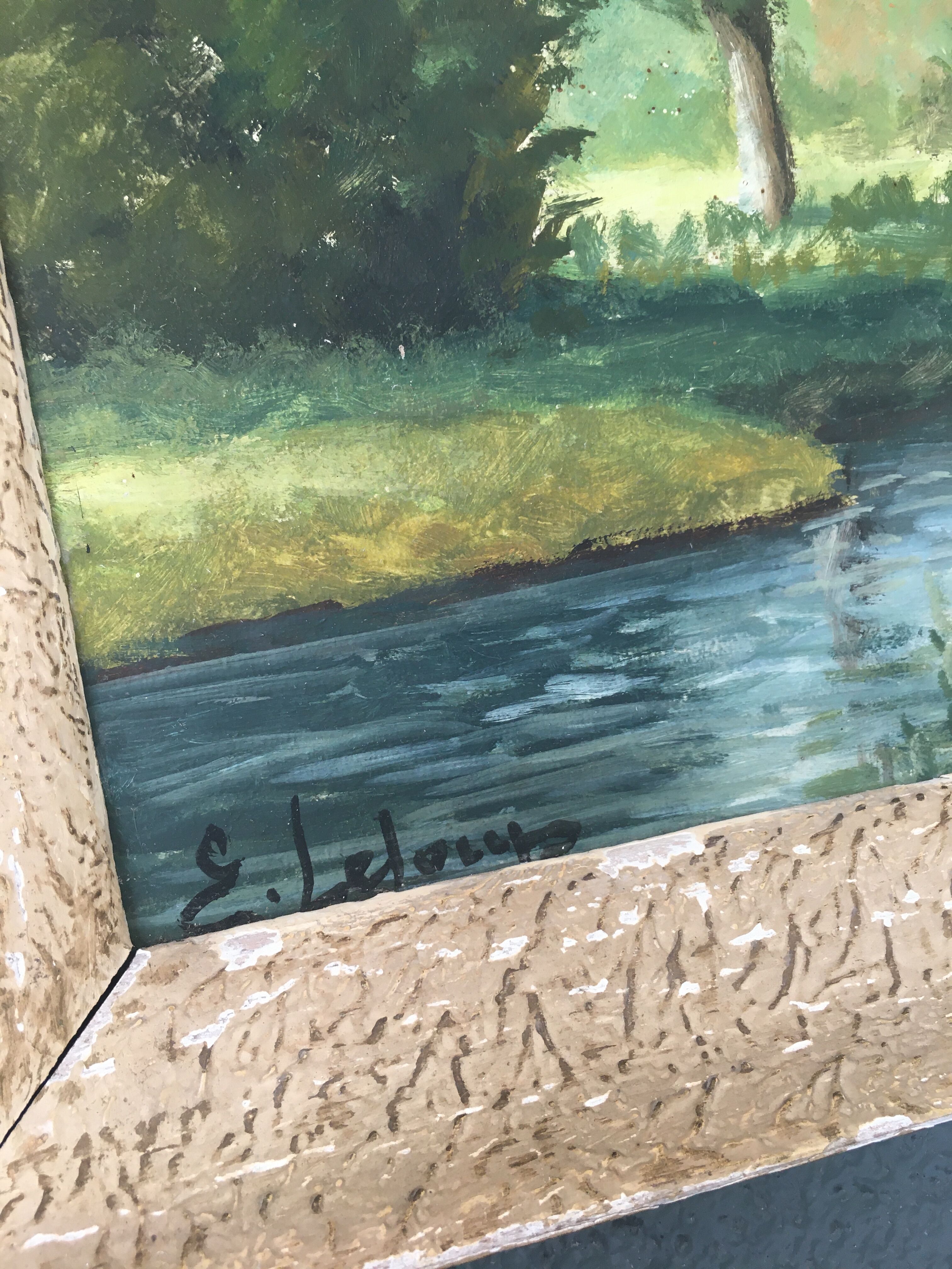 Landscape painting at the river