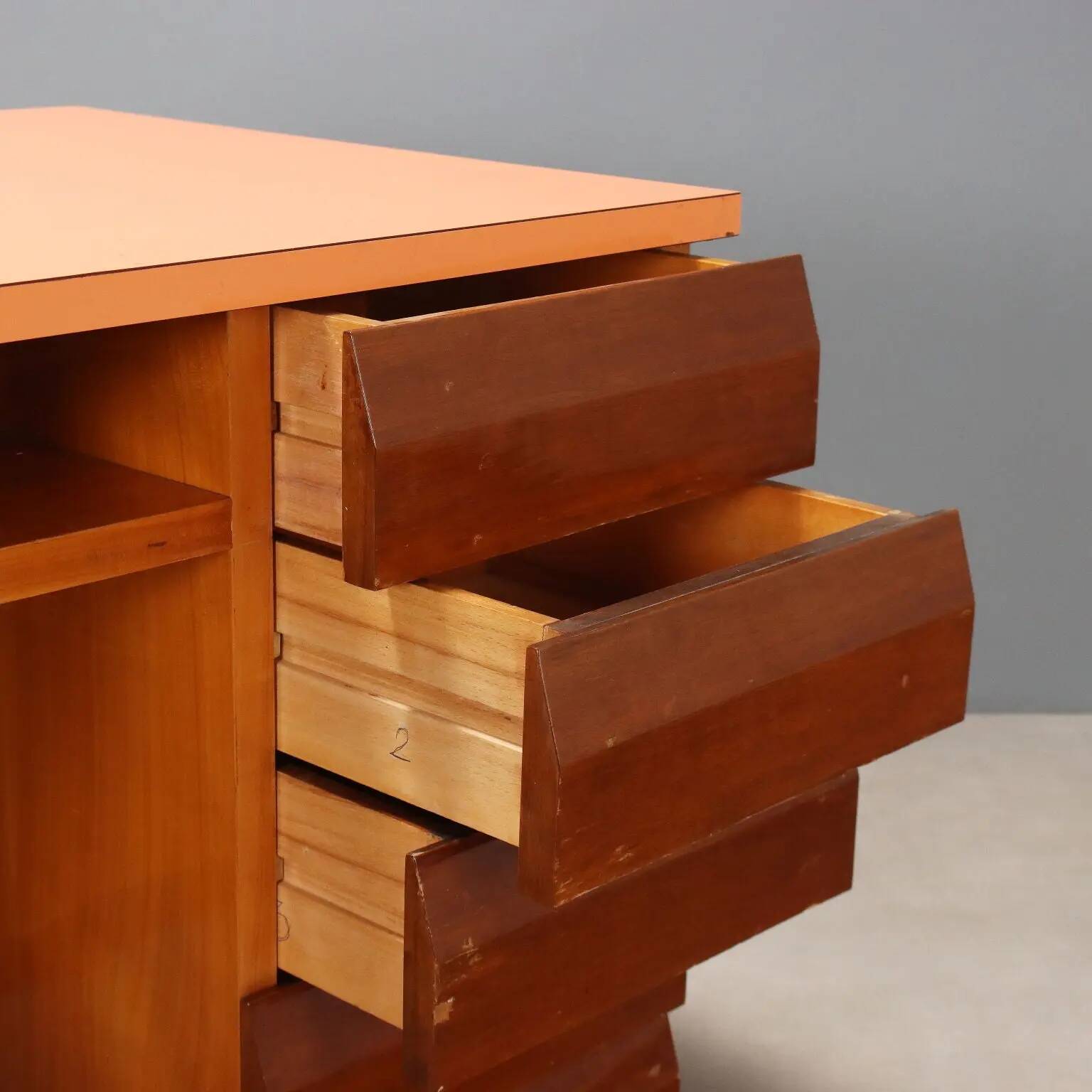 Vintage laminated desk with drawers, Italian design 1960s