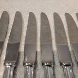 12 dessert knives with silver-plated metal handles, silversmith Ercuis Valencay