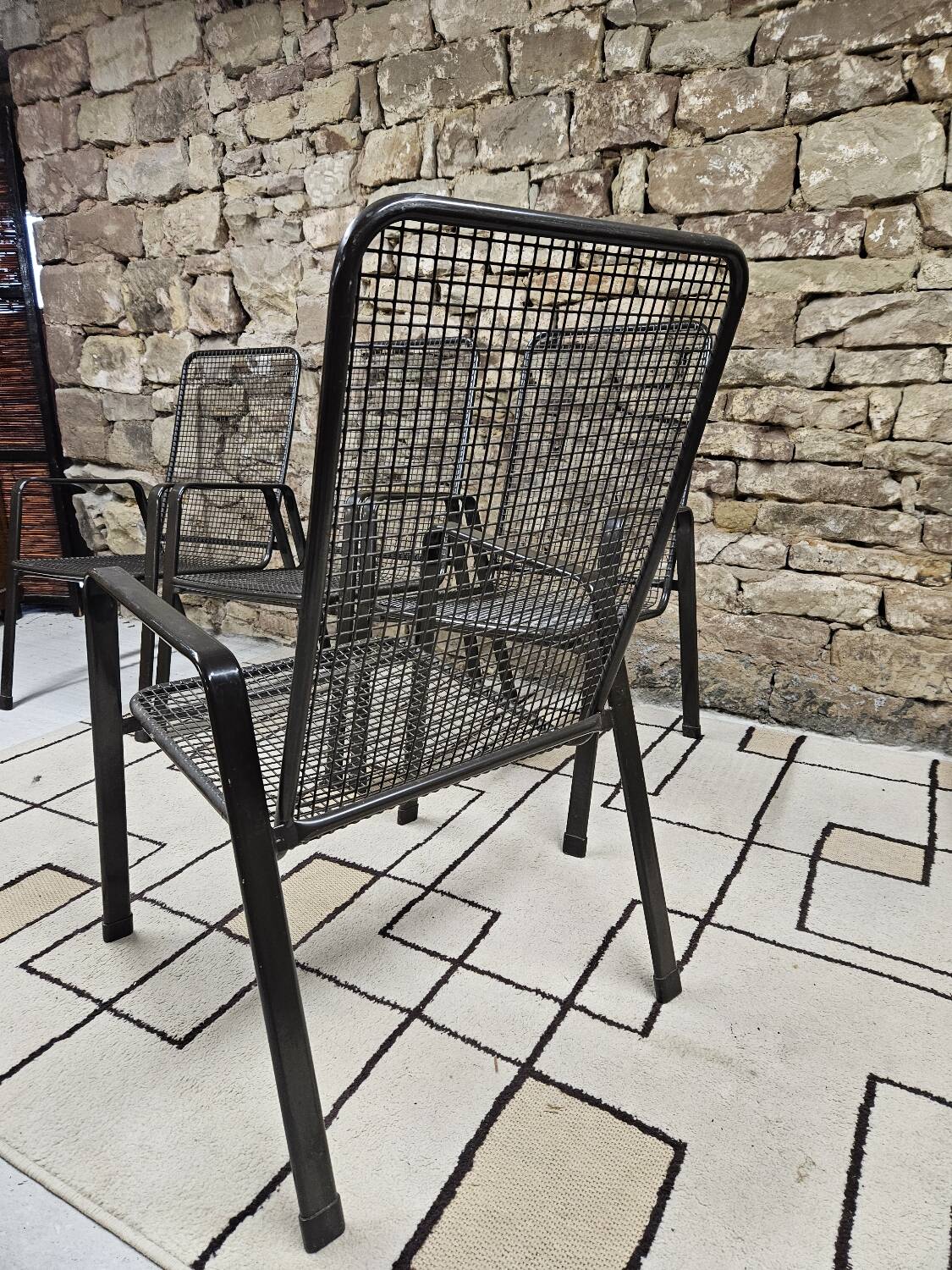 Lot 4 fauteuils vintage 1970" jardin terrase