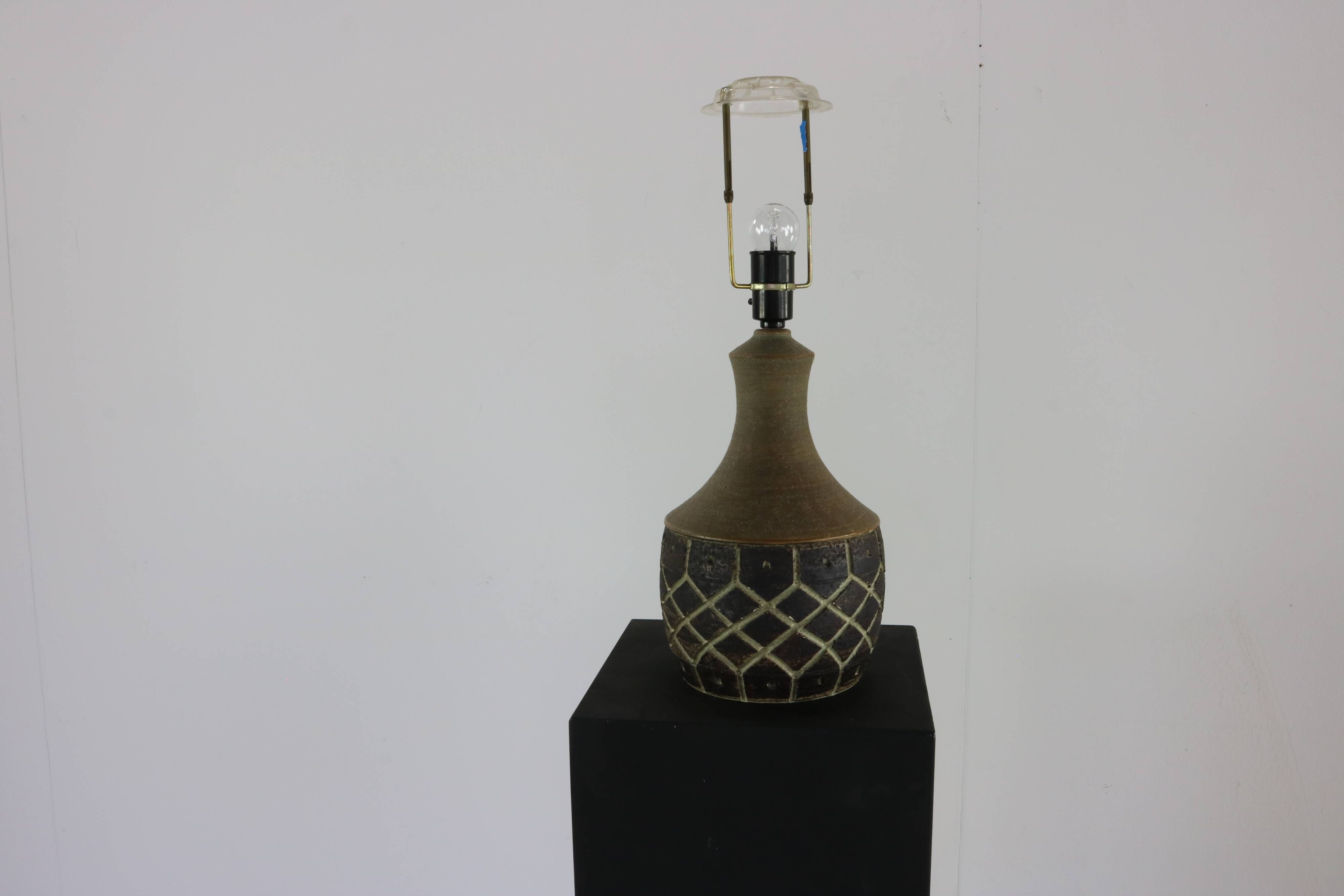 Set of two sixties design studio pottery table lamps for Chris Keramik Hasl