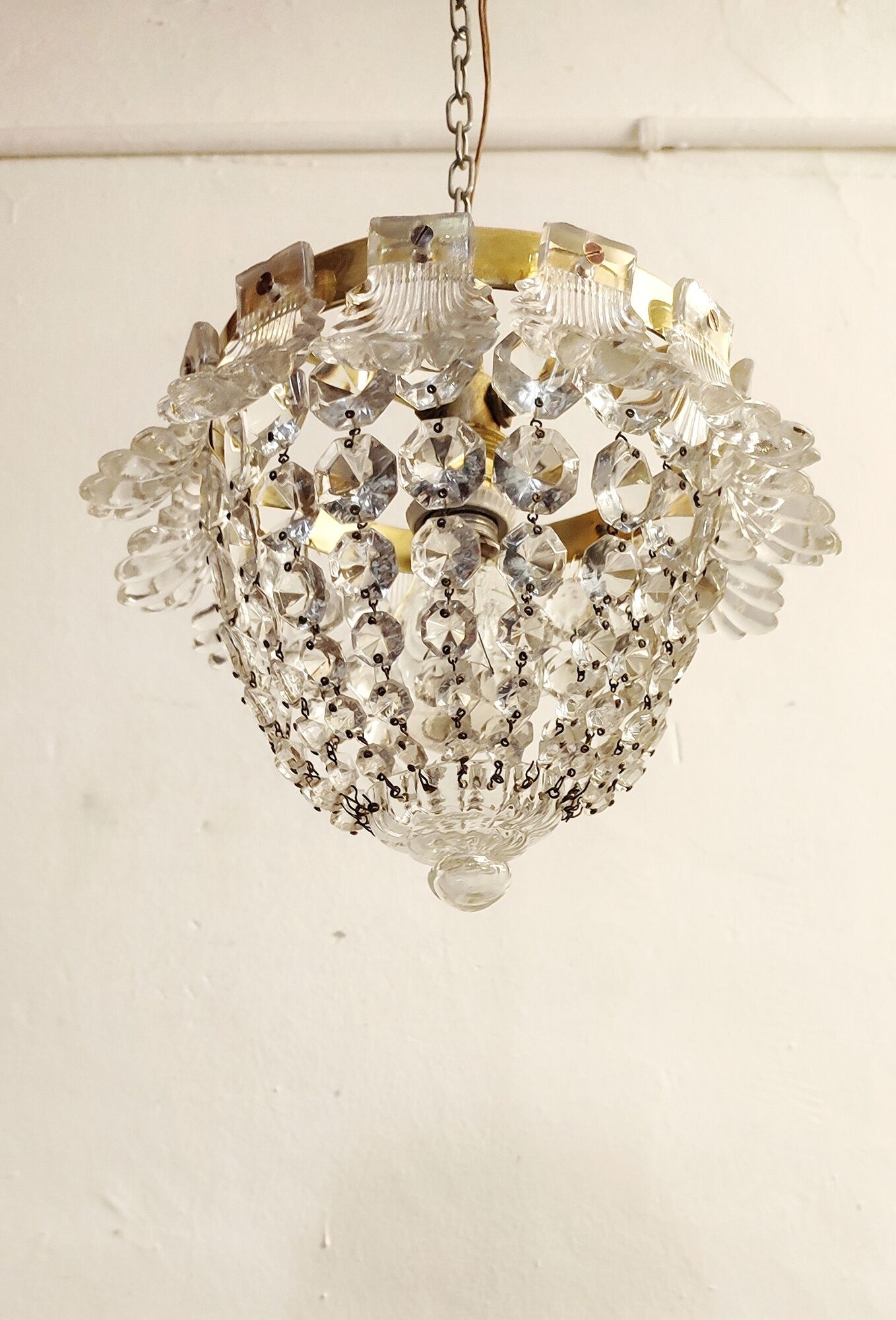 Classic crystal ceiling lamp France 1950s