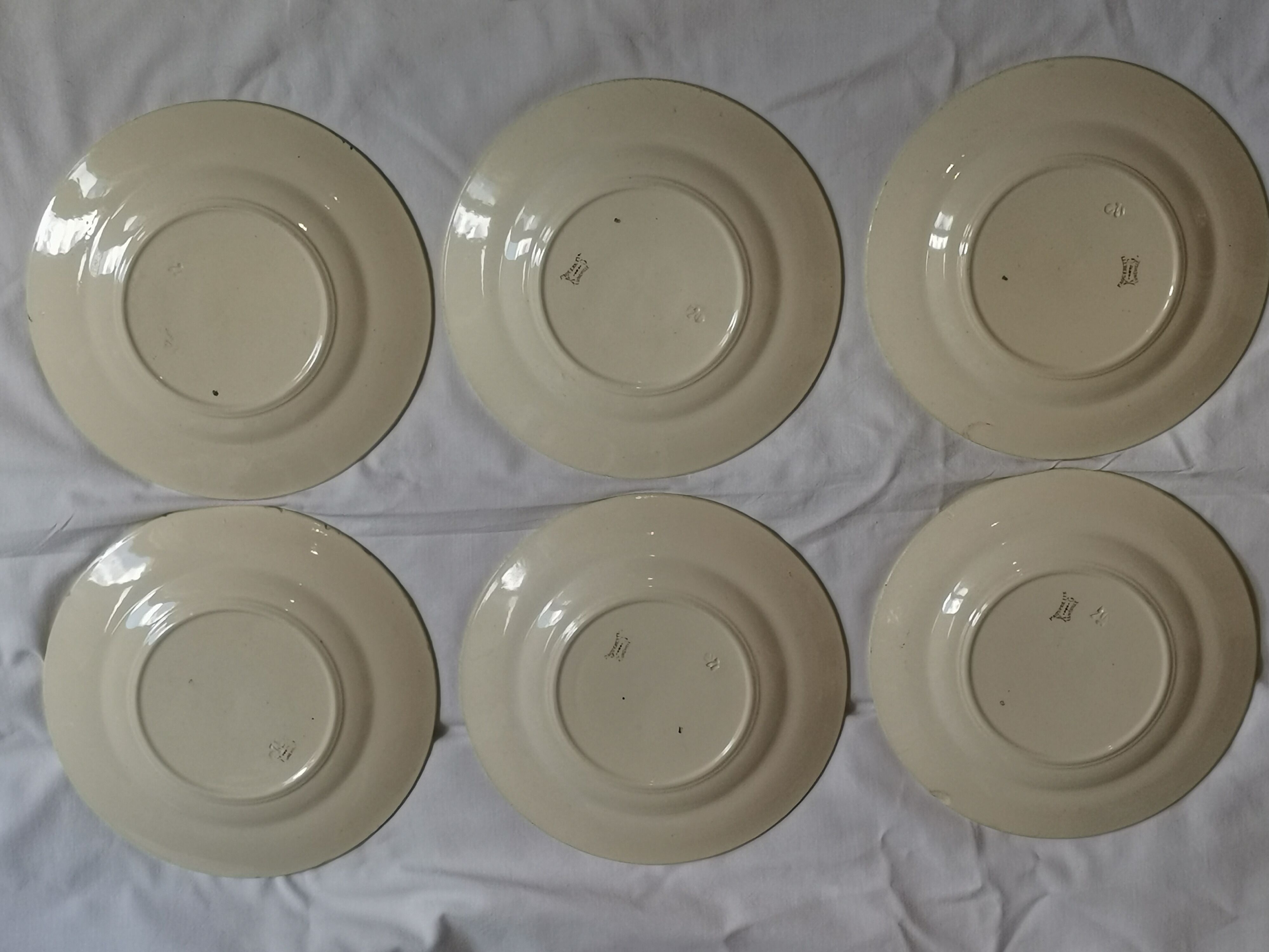 Set of 6 flat plates made of iron earth