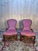 Paire de chauffeuses Louis Philippe en noyer et velours rose