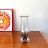 large bubbled glass vase and worked foot Biot style 70s