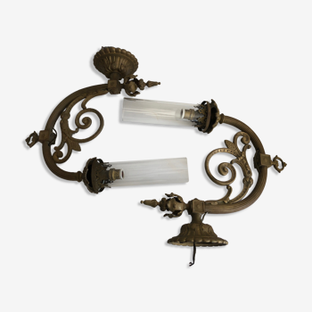 Pair of sconces brass gas spout