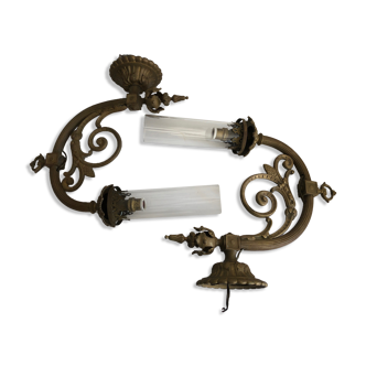 Pair of sconces brass gas spout