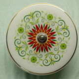 Vintage ceiling in white opaline painted multicolor