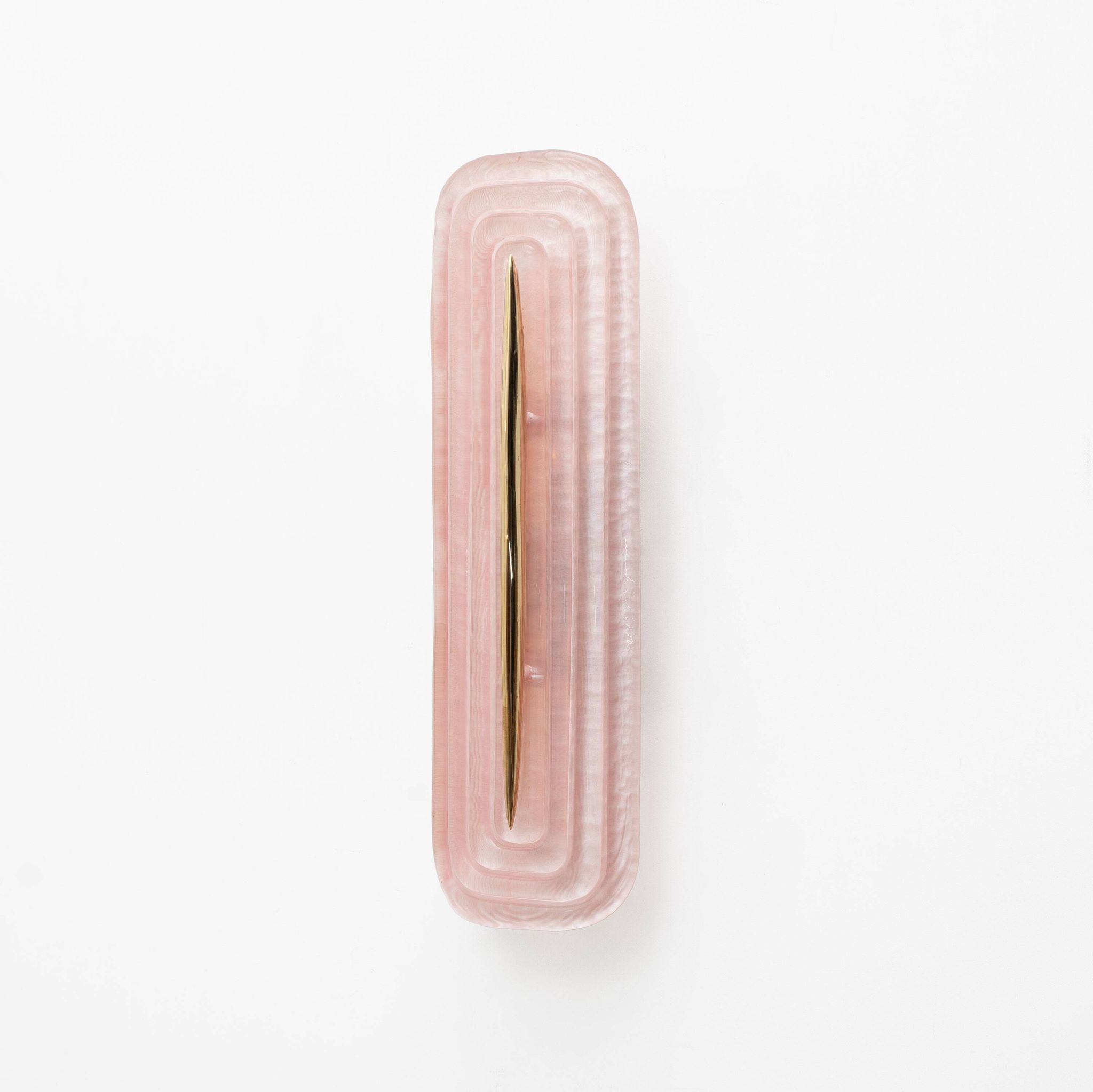 Pair of Modern Murano Glass Pink and Brass Sconces, Italy