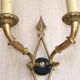French antique bronze double Empire wall sconce with arrow and swan detail 4317.