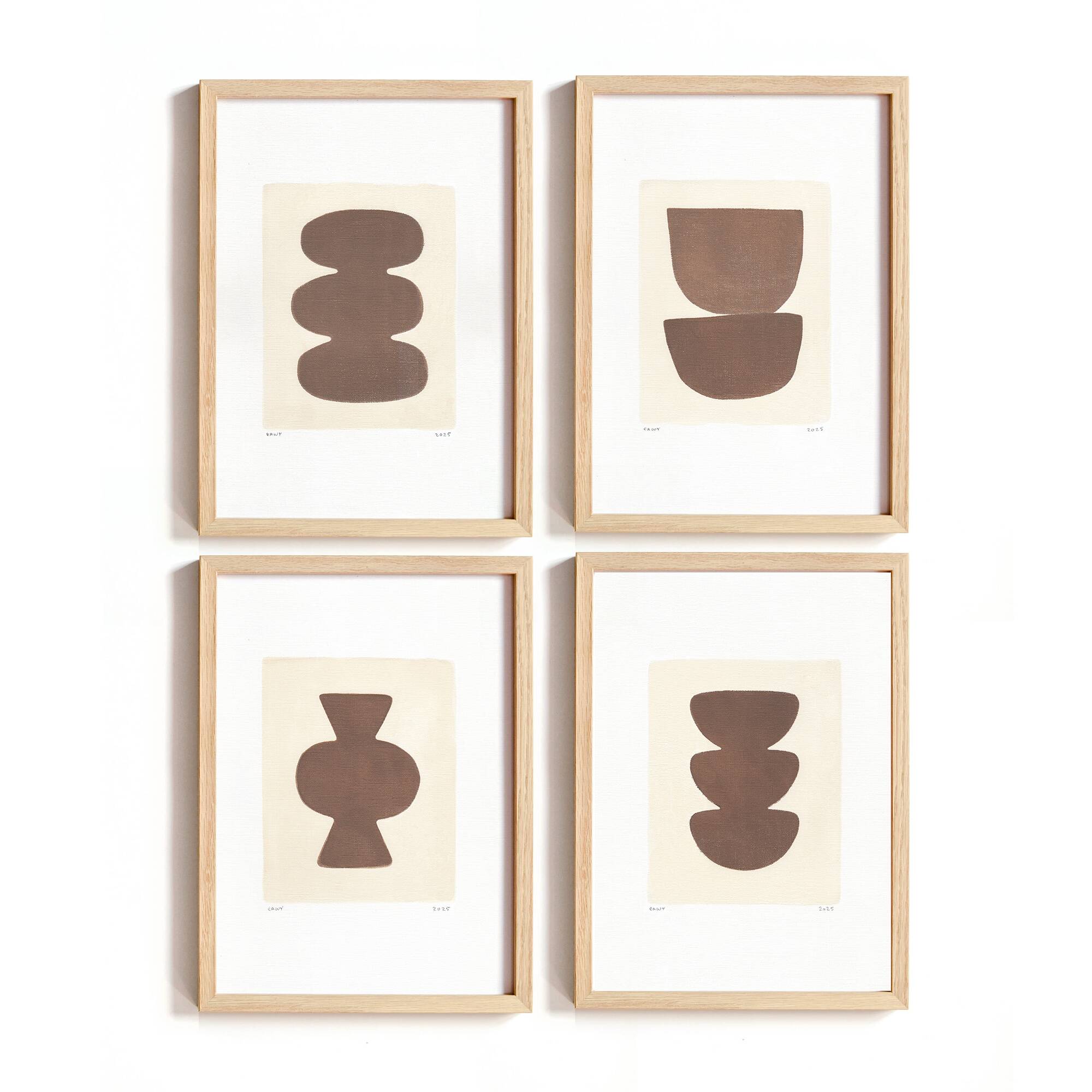 Collection of 4 abstract paintings, Col.Moka, on paper, signed Eawy