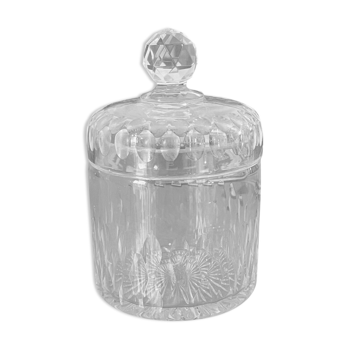 Chiseled crystal powder box