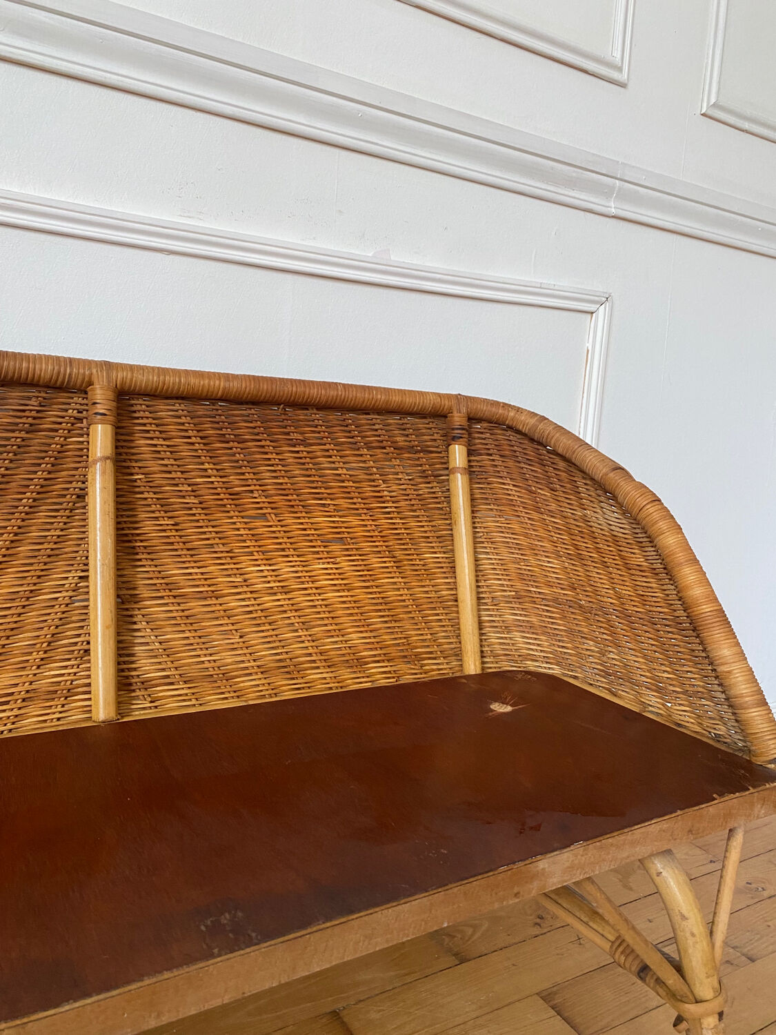 Vintage rattan children's bench