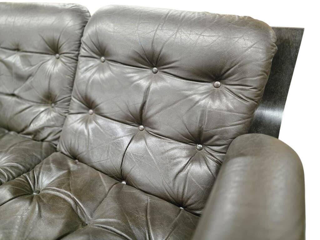Vintage brown leather two-seater sofa