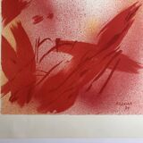 Jean bazaine, monograph in red, 1975. original lithograph
