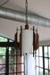 Suspension Mid-Century Italian design, opaline-wood, 1950s-60s