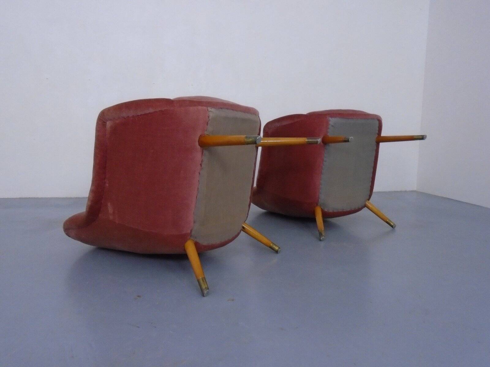 Mid-Century French Organic Mohair Lounge Chairs, 1950s, Set of 2