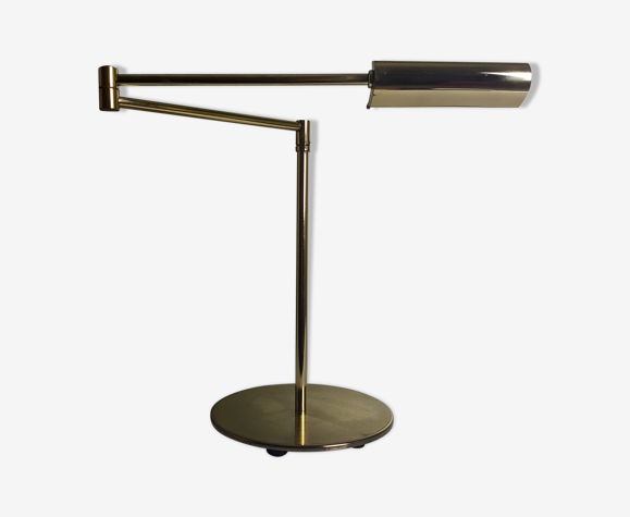 Lampe liseuse de bureau articulée doré vintage halogène avec variateur |  Selency