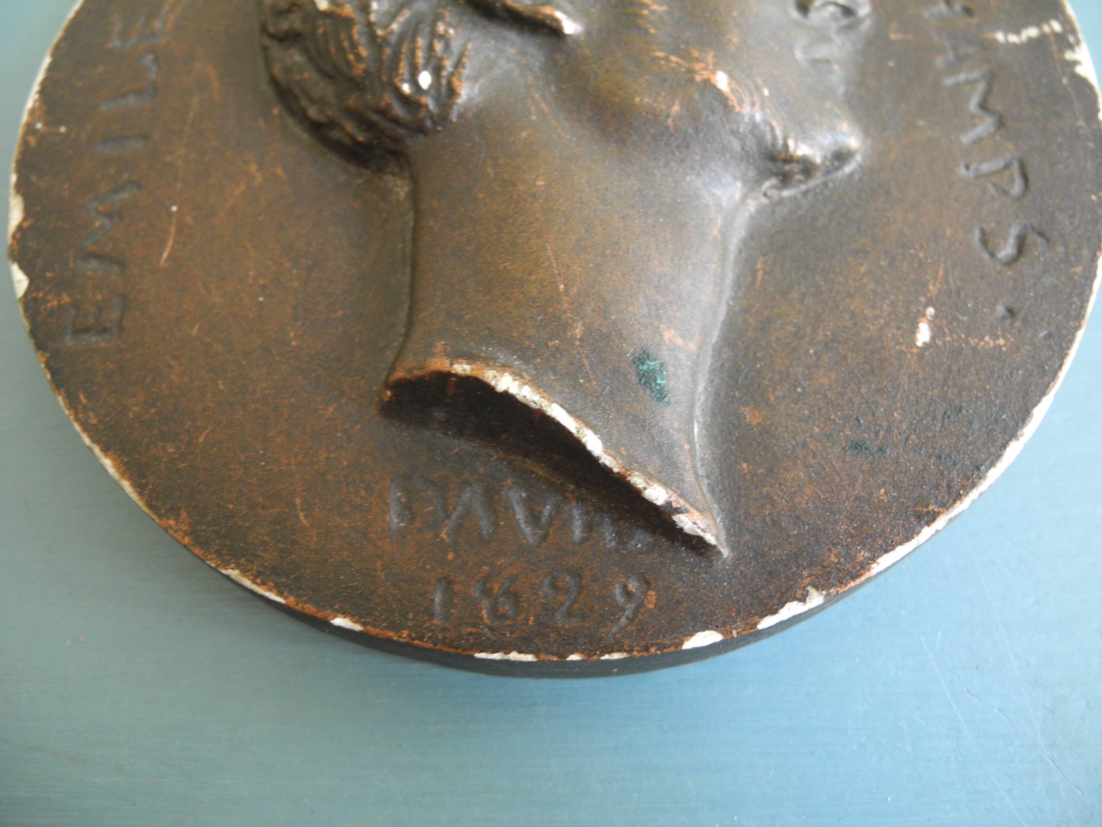 plaster medallion Louvre Museum 19th century Emile Deschamps David Angers 1829 medal