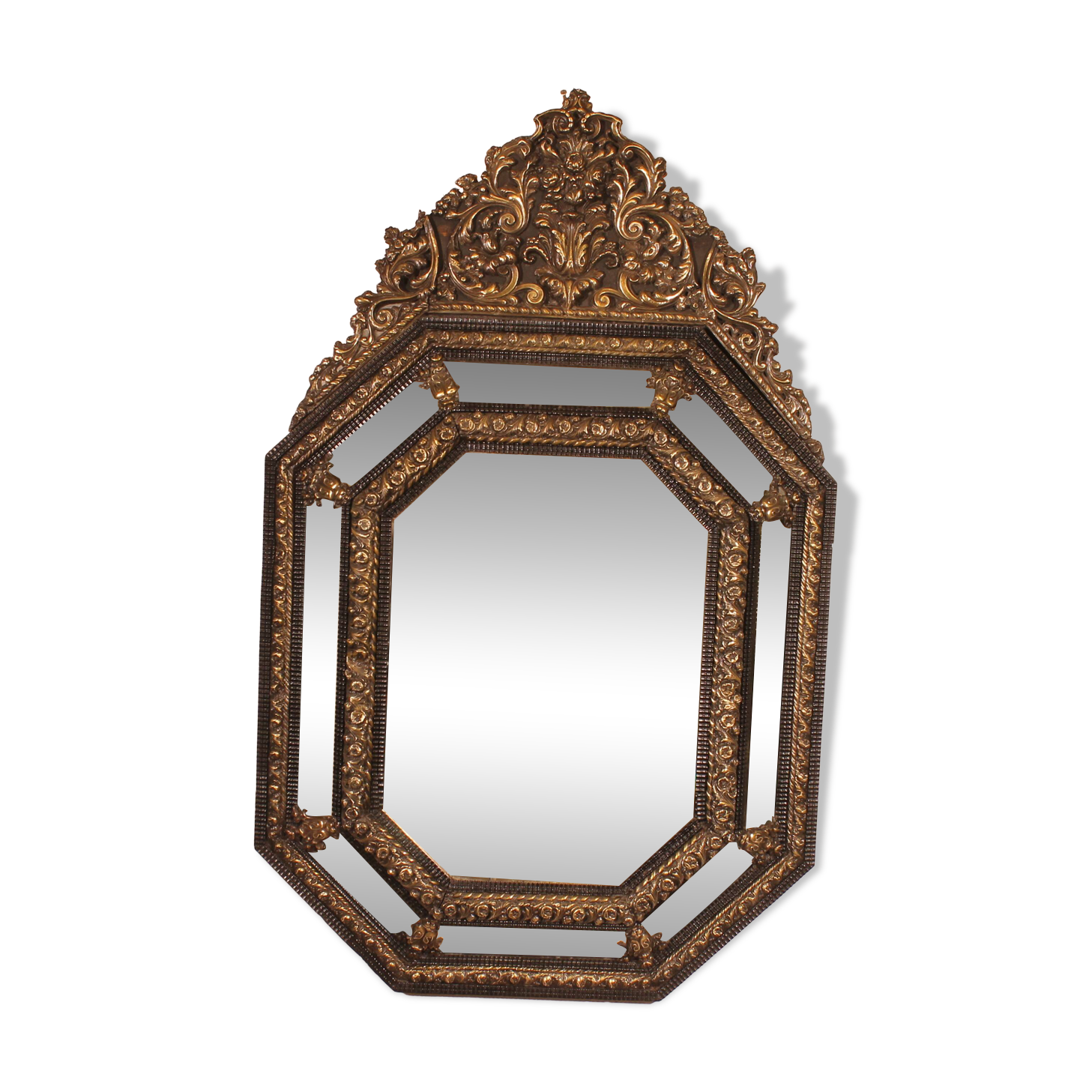Grand Miroir à parcloses du 19° siècle -Pays Bas
