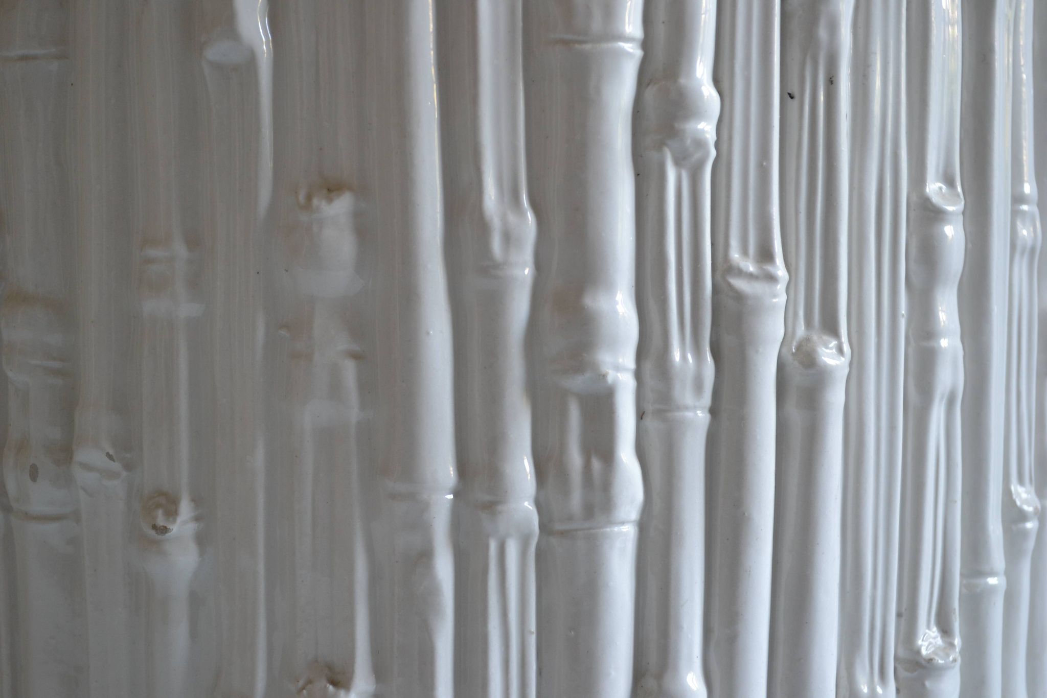 Ceramic cache pot in bamboo style, Italy 1980, Hollywood Regency.