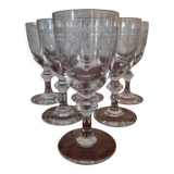 Set of 6 antique engraved glasses