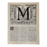 Lithographie lettre M - 1930
