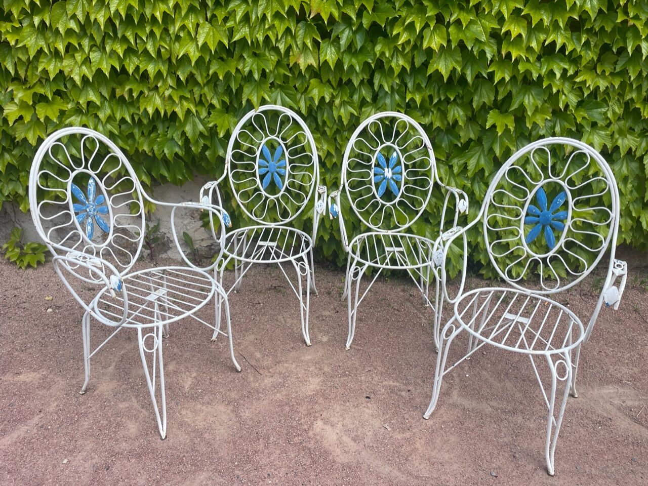4 fauteuils provençaux en fer forgé des années 60