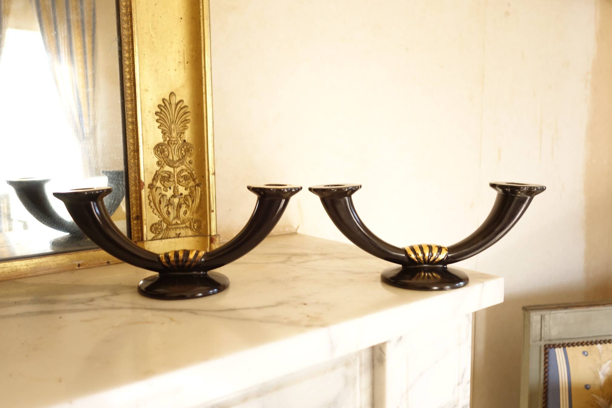 Pair of Gien Art Deco Candlesticks