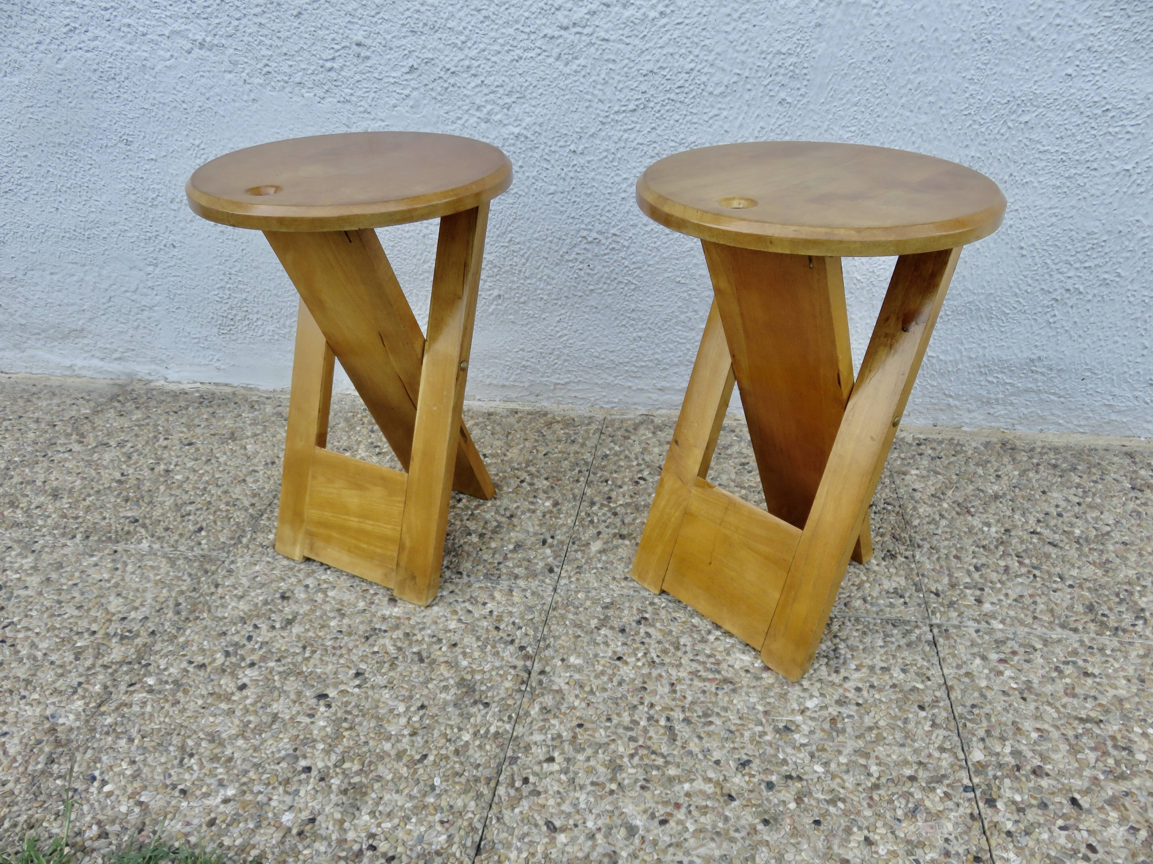 Paire de tabourets pliants attribué à Roger Tallon, 1980