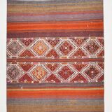 4x5 Multicolor Turkish Kilim Rug, 113x135Cm