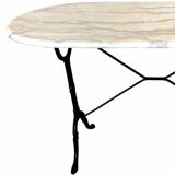 Oval marble and cast iron bistro table