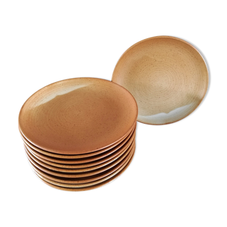 10 stoneware dessert plates Village CNP France