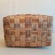 Old picnic basket wicker bamboo braided double opening