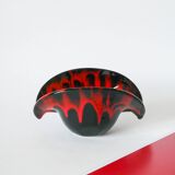 Vallauris style black and red ceramic pocket tray 1970