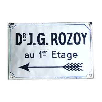 Old enamelled plaque "Doctor J.G. ROZOY". Around 1910/1920s. Trade plate.