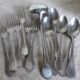Six spoons, six forks, a ladle Christofle beaded style