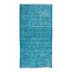 Tapis turc vintage fait main de 3 x 6 pieds surteint en bleu sarcelle, idéal pour les intérieurs modernes