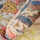 Small "madame" toad chair, vintage, upholstered in multicoloured floral fabric.