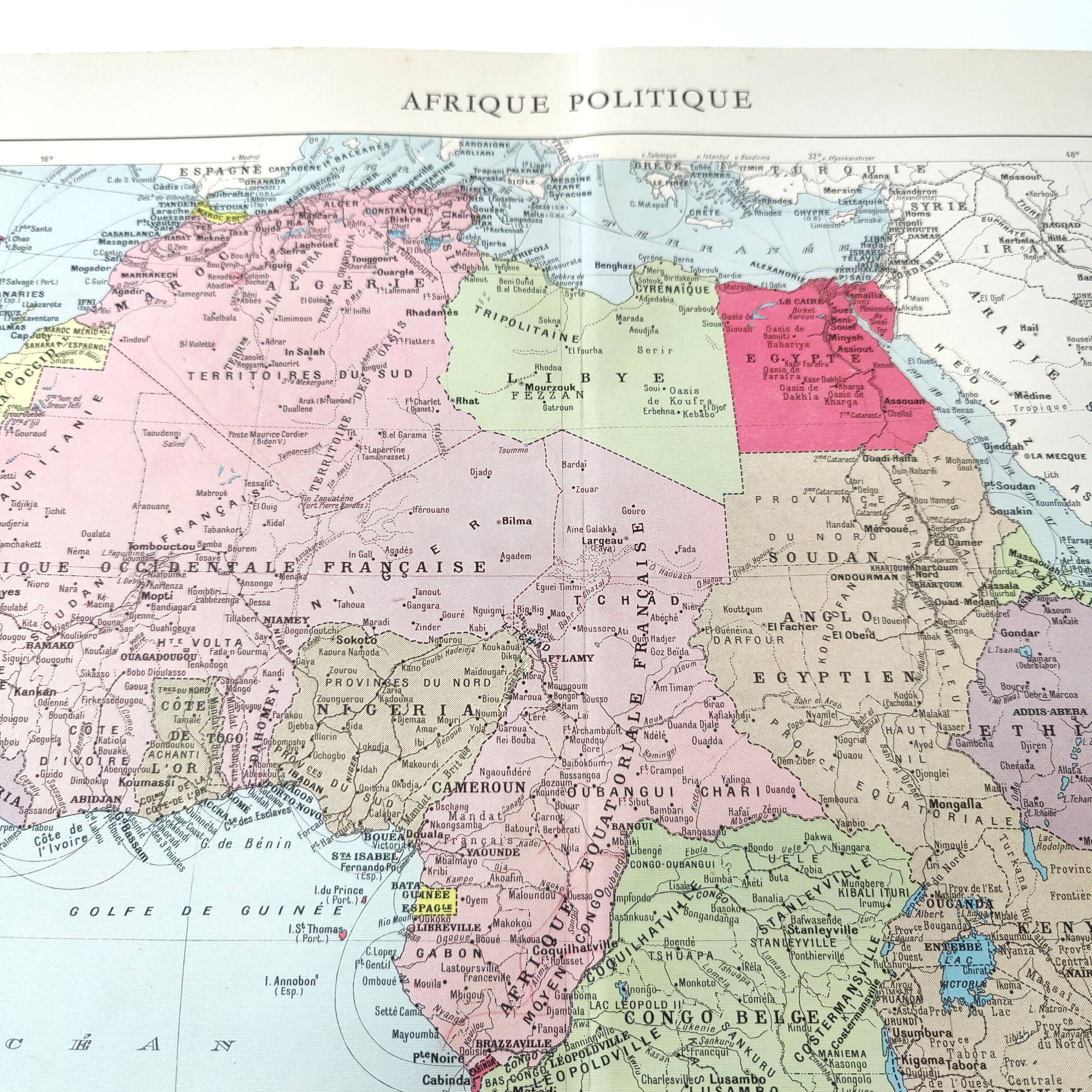 Old Africa map 43x43cm from 1950