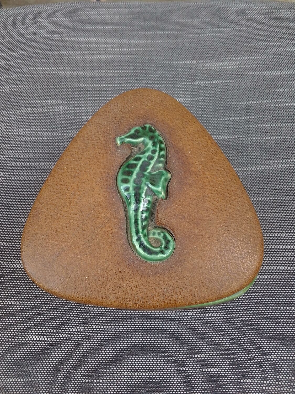 Ceramic box and leather seahorses