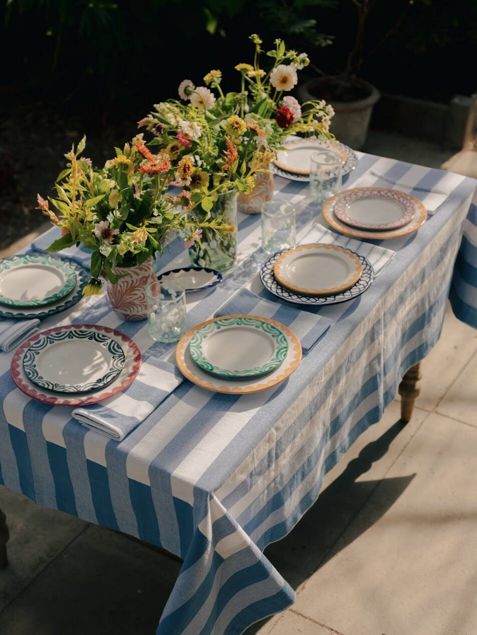 Blue Stripe Tablecloth: 240cm x 170cm