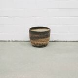 vintage ceramic brown brutalist flower pot small