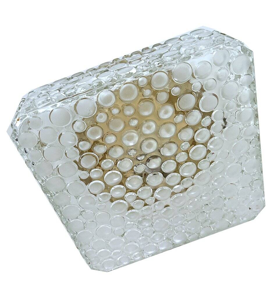 Plafonnier en verre bullé vintage, années 1970