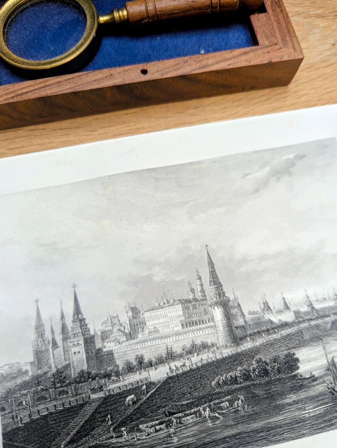 Moscow, Russia, old engraving, printed in 1841.