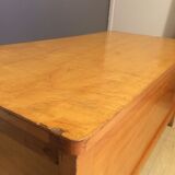 Bench vintage toy box in blond wood - 60s/70s