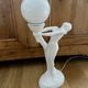 White ceramic lamp and opaline globe woman art deco art nouveau