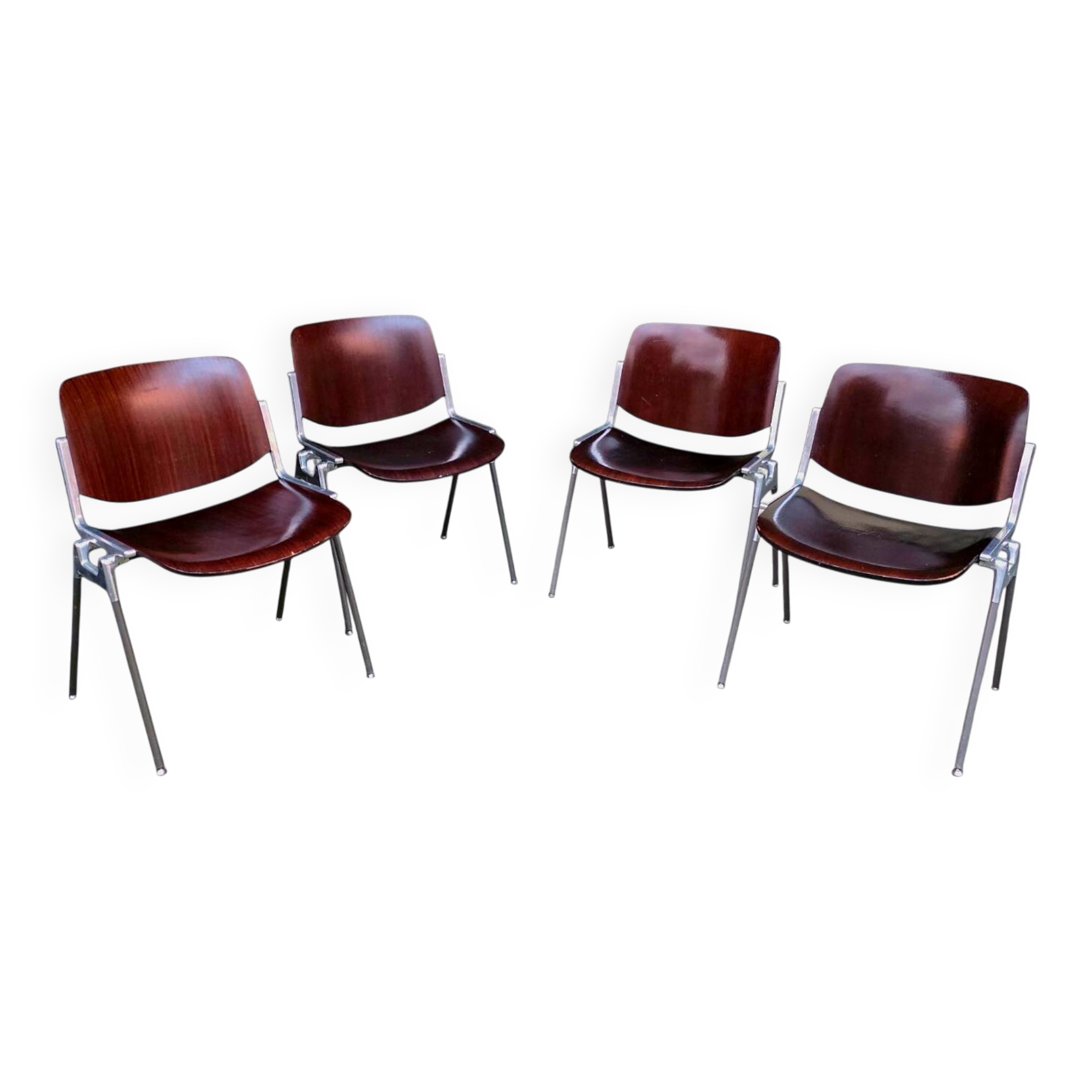 Set of 4 DSC 106 chairs by G. Piretti for Castelli - Circa 1960