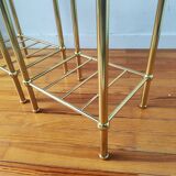 Pair of vintage 70s glass and brass sofa ends