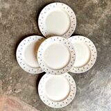 5 dessert plates in white and blue earthenware